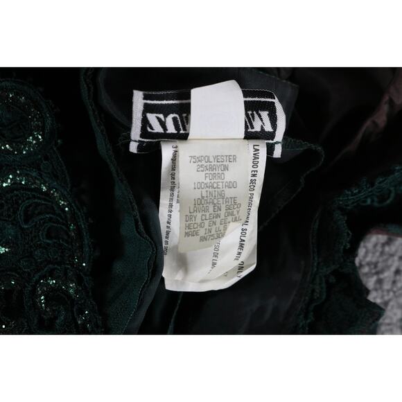 Zum Zum Dress Vintage Green Floral XS Small Off The Shoulder Sequin Mini Zip Up - Picture 4 of 6